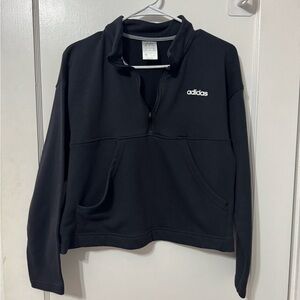 Adidas Originals 'Cropped HALFZIP' Women’s Size Medium Sweatshirt in Black